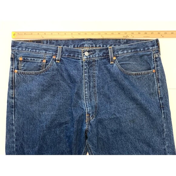 Levis 505 Jeans Mens 42x32 Regular Fit Straight Leg Y2K Dark Denim - Picture 4 of 10